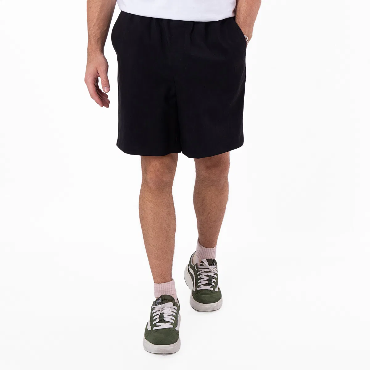 Шорты из шерсти с эластичным поясом Elasticated Waist Wool Shorts Ami Paris, Black