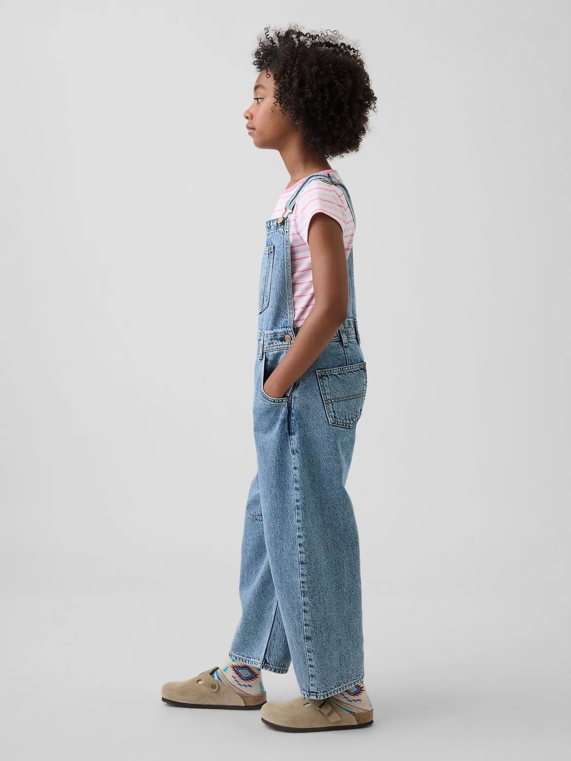 Комбинезон джинсовый Gap Barrel Overalls, Mid Blue — фото 3
