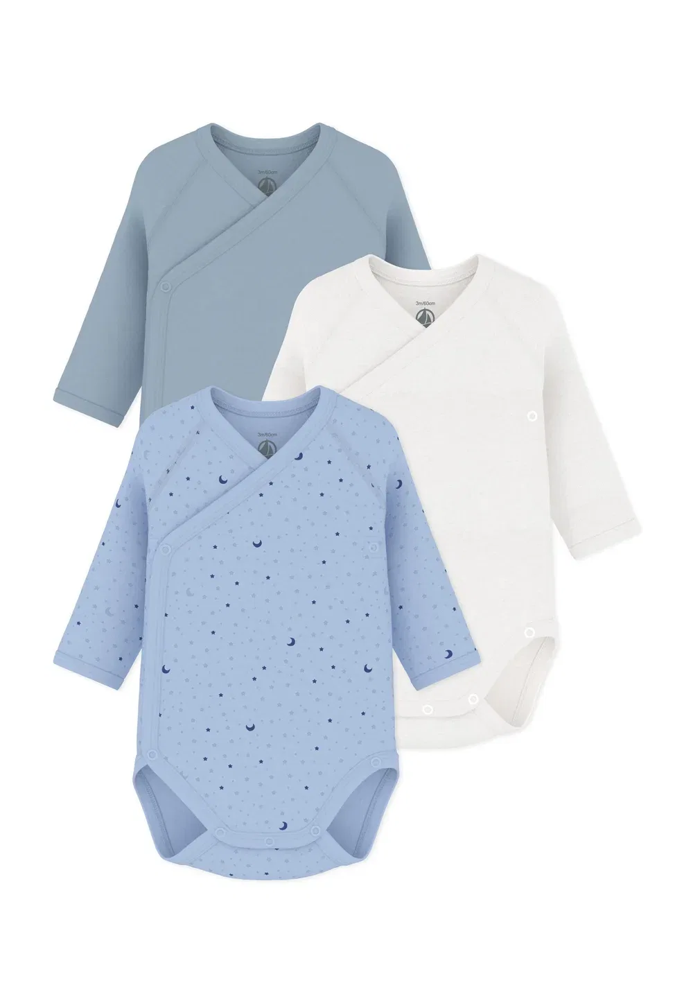 Набор из 3 штук, унисекс - для тела Petit Bateau, Blue White