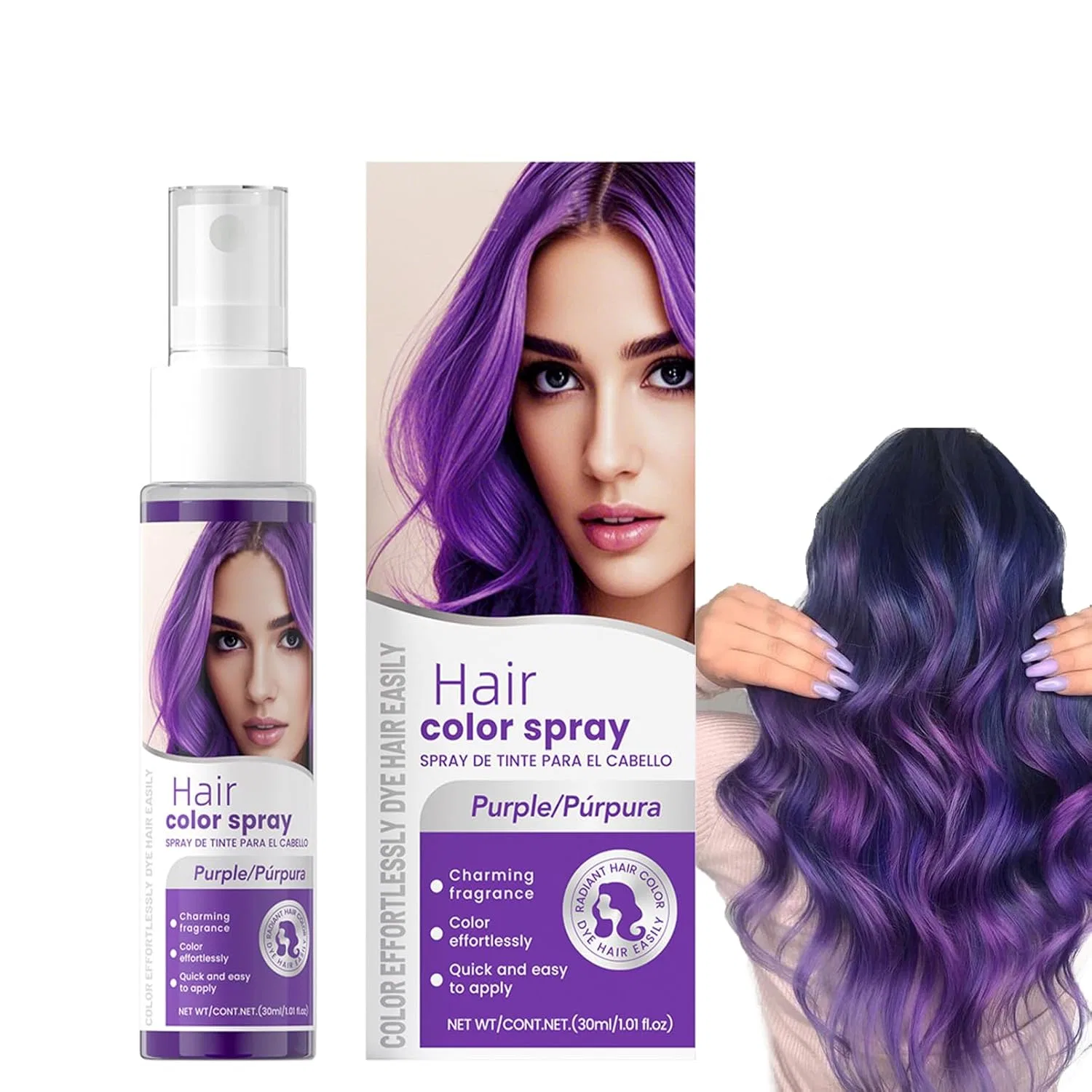 Временный спрей для волос Crazy Purple, фиолетовый Yanzefei, Purple