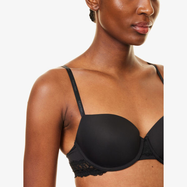 Бюстгальтер-Балконет Attraction с кружевной отделкой из эластичной ткани Calvin Klein, черный — фото 4