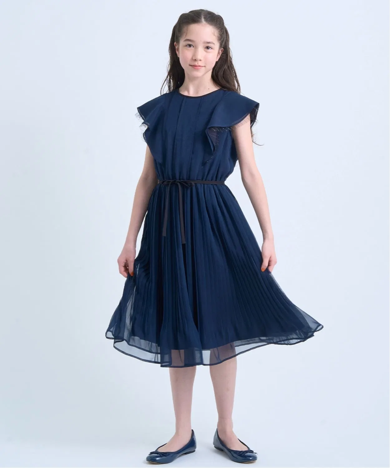 Детское платье-рубашка с блестками Pom Ponette Junior, Navy