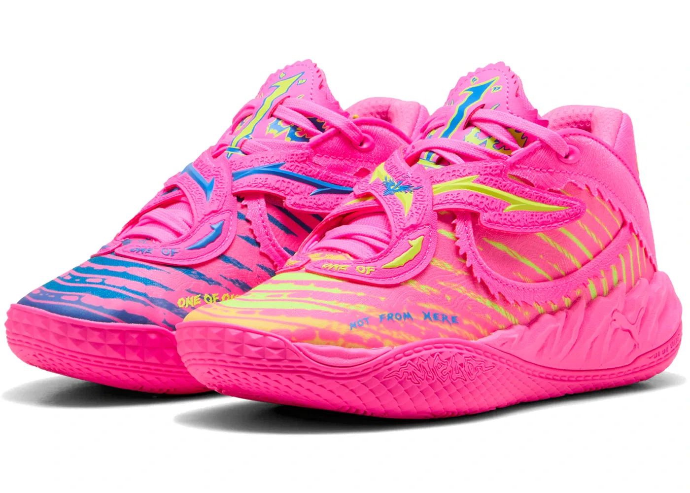 Детские кроссовки для мальчиков баскетбольные Puma LaMelo Ball MB.05, Poison Pink/Ultra Blue/Yellow Alert