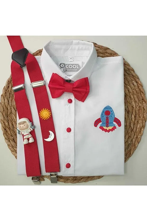 Детская рубашка для мальчиков с длинным рукавом Space concept sling bow tie Cool Partyshop, Red