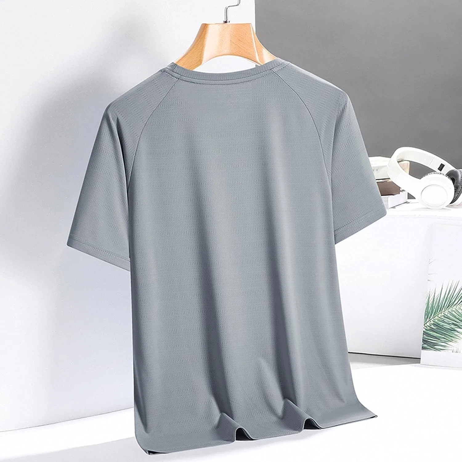 Мужская спортивная футболка для бега Generic, Gray-01 — фото 4