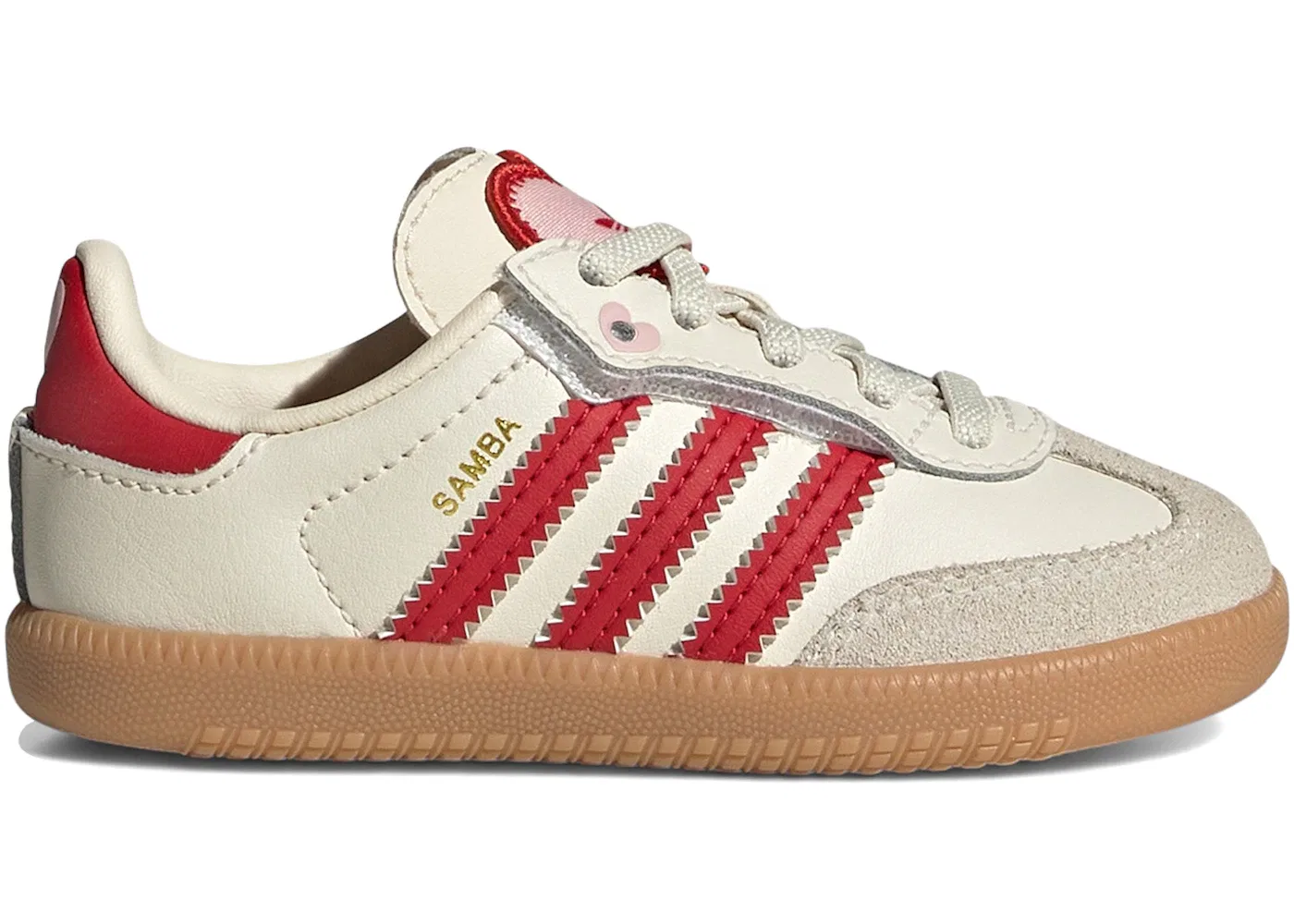 Детские кроссовки lifestyle с застежкой-липучкой Adidas Samba OG Comfort Closure, Cream White Better Scarlet Gum
