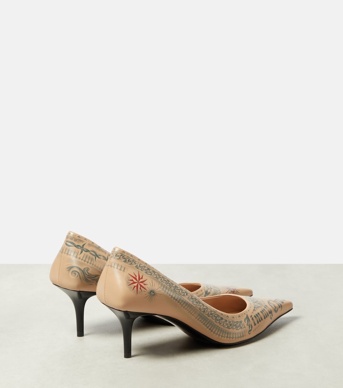 Кожаные туфли с татуировкой x jean paul gaultier Jimmy Choo, бежевый — фото 3