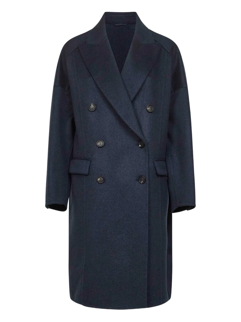 

Двубортное пальто с длинными рукавами Brunello Cucinelli, синий
