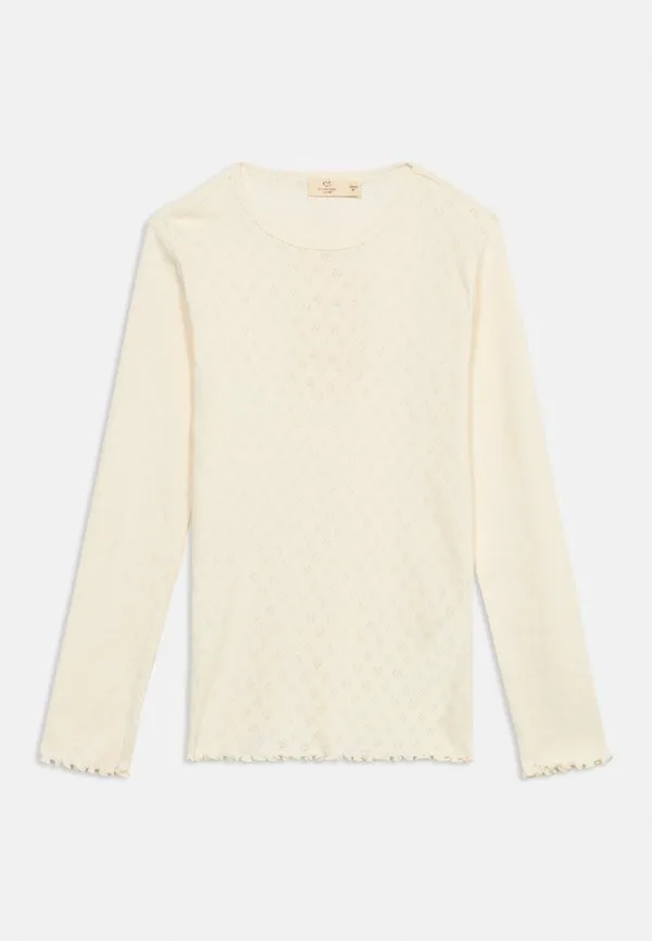 Футболка с длинным рукавом и ажурным узором в виде сердечек Copenhagen Colors, Cream — фото 3