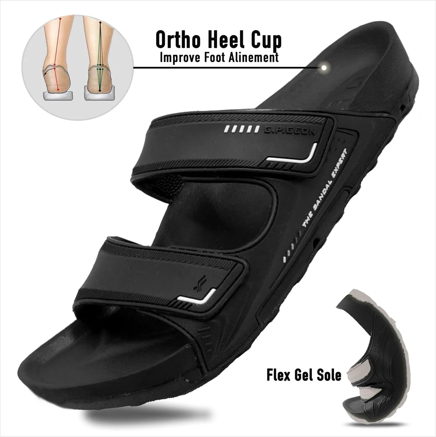 Сандалии с гелевой стелькой Gold Pigeon, черный Gold Pigeon Shoes — фото 4
