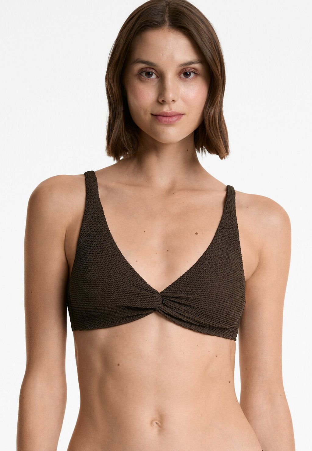

Верх бикини CRINKLE HALTER OYSHO, темно-коричневый