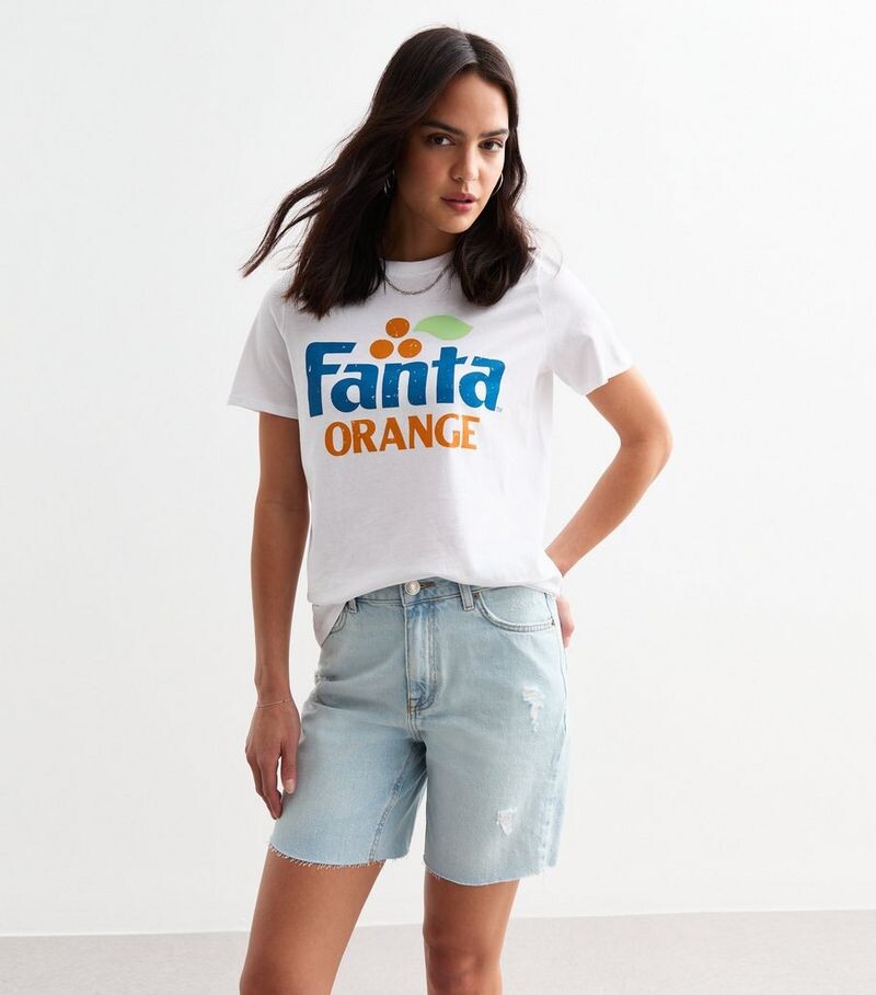 

Белая футболка оверсайз с графическим принтом Fanta New Look, белый