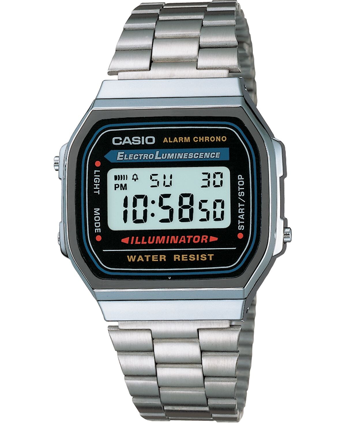 

Унисекс цифровые часы-браслет из нержавеющей стали 32 мм Casio, черный