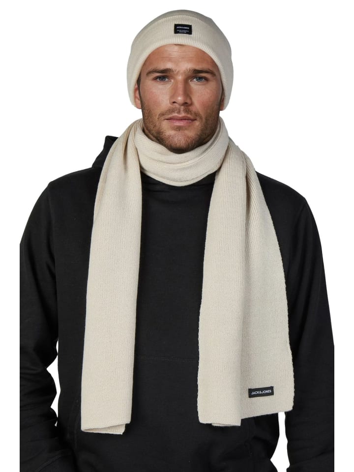 

Шарф JACBOCHUM BEANIE AND SCARF SET бежевого цвета Jack & Jones