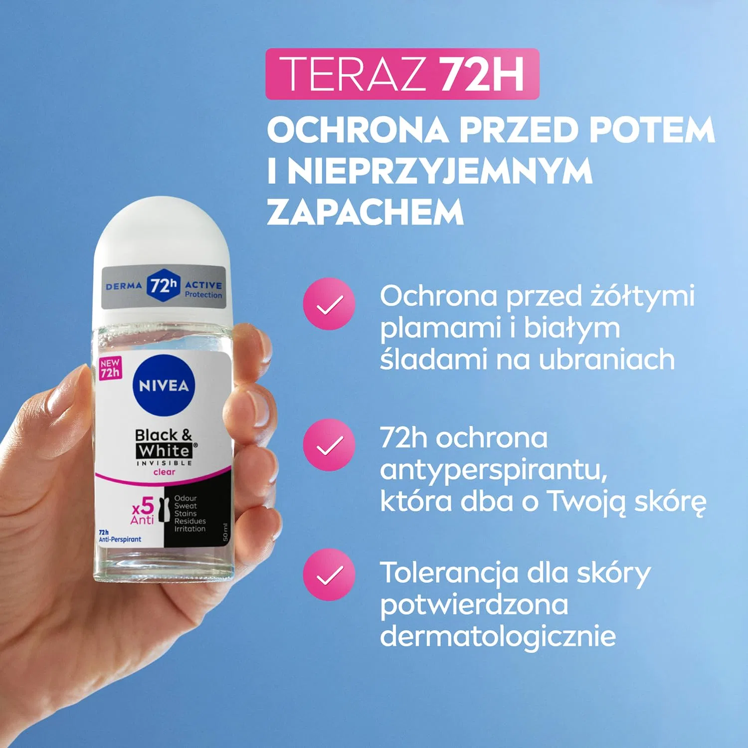 Шариковый антиперспирант NIVEA Black & White Invisible Clear, 2 x 50 мл Nivea