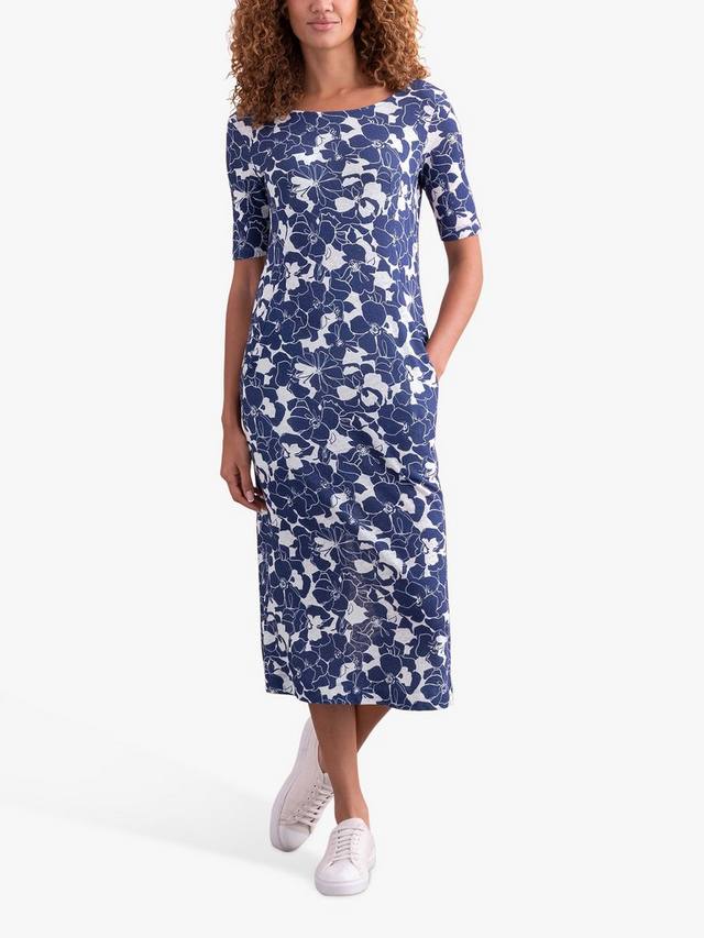 

Платье на пуговицах сзади из органической хлопковой смеси Celtic & Co., цвет Blue Linear Floral