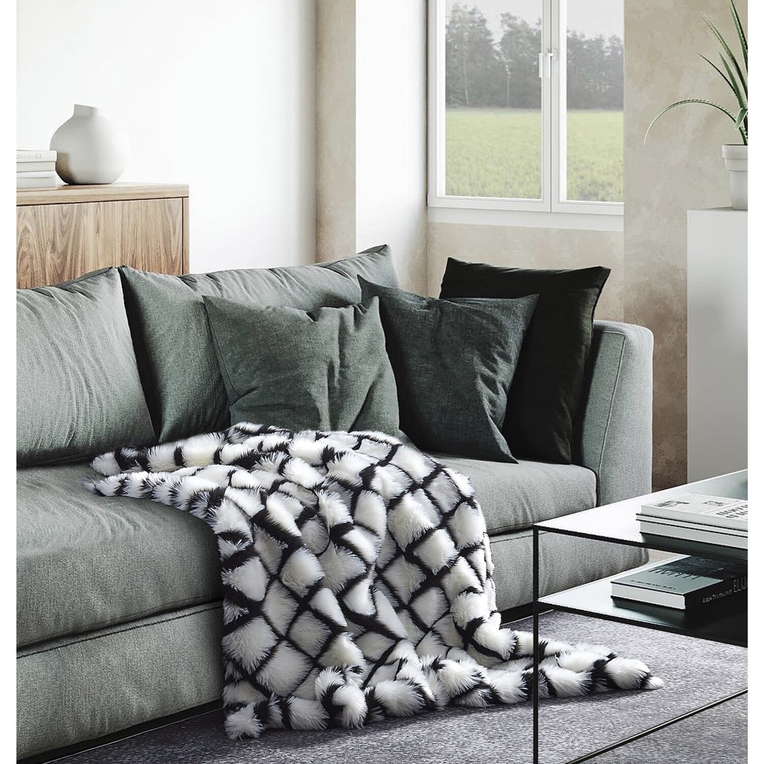 

Вязаный плед Inspired Home Makiyah, цвет Black