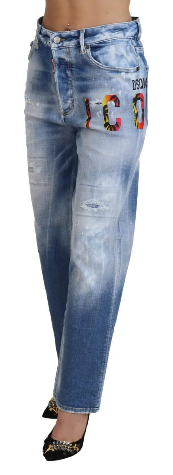 Джинсы Blue Icon High Waist Straight Denim Boston Dsquared2, синий — фото 3