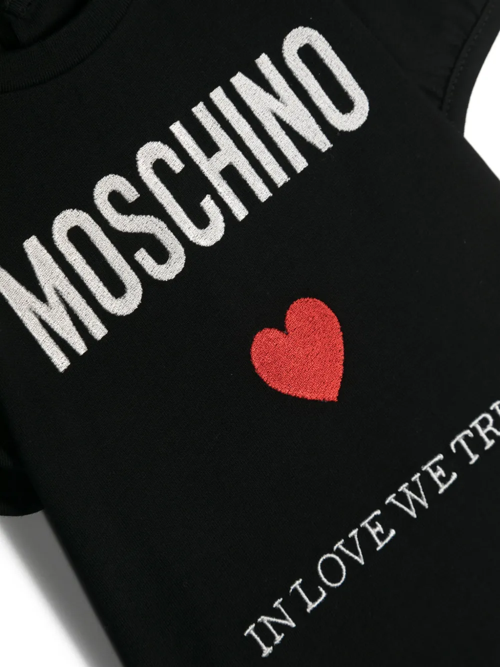 Футболка с вышитым логотипом Moschino Kids, черный — фото 3