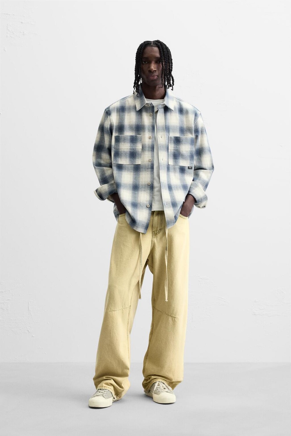 

Клетчатая фланелевая рубашка ZARA, синий