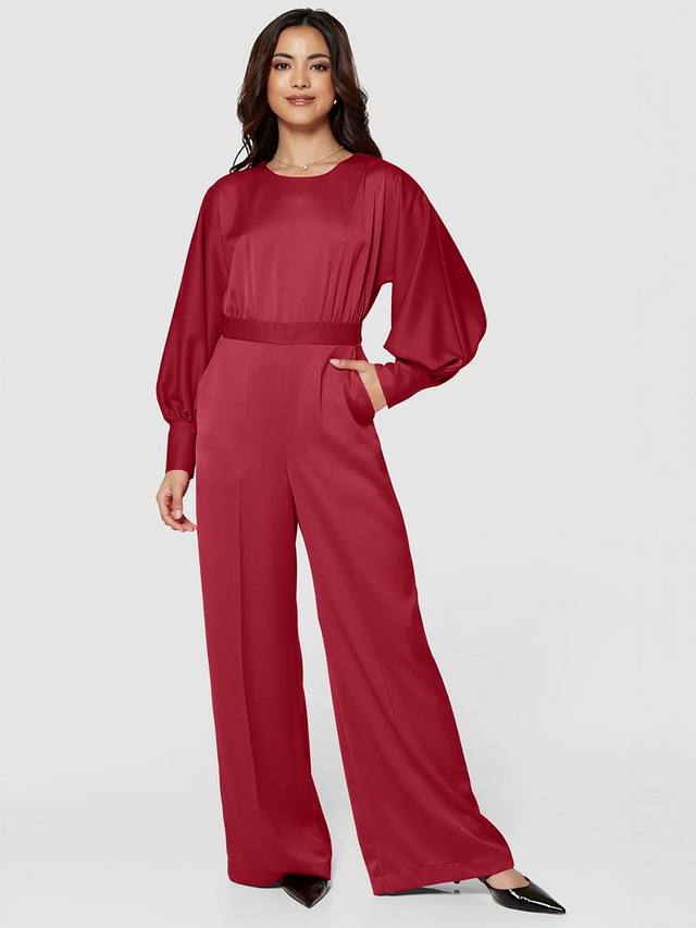 

Матовый атласный комбинезон Closet London, красный