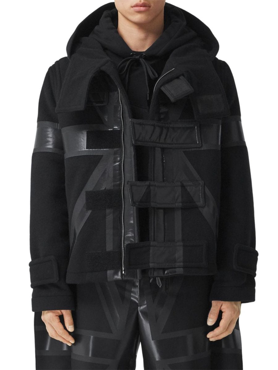

Пальто с капюшоном и флагом Великобритании Burberry, черный