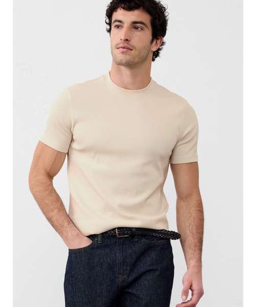 

BANANA REPUBLIC FACTORY STORE Футболка с круглым вырезом и ребристым горлом, Banana Republic, цвет слоновая кость