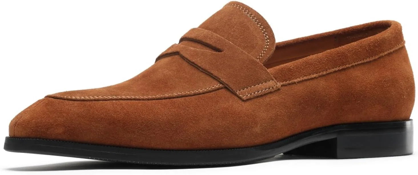 Лоферы кожаные повседневные, Suede Light Brown FIAVOM