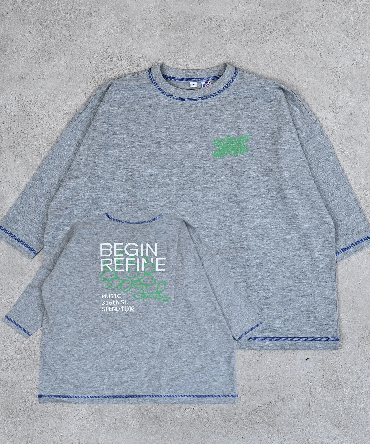 Хлопок из США, футболка Zengo Print Big Long Tee с принтом, большой размер. Life Support Products, Gray heather