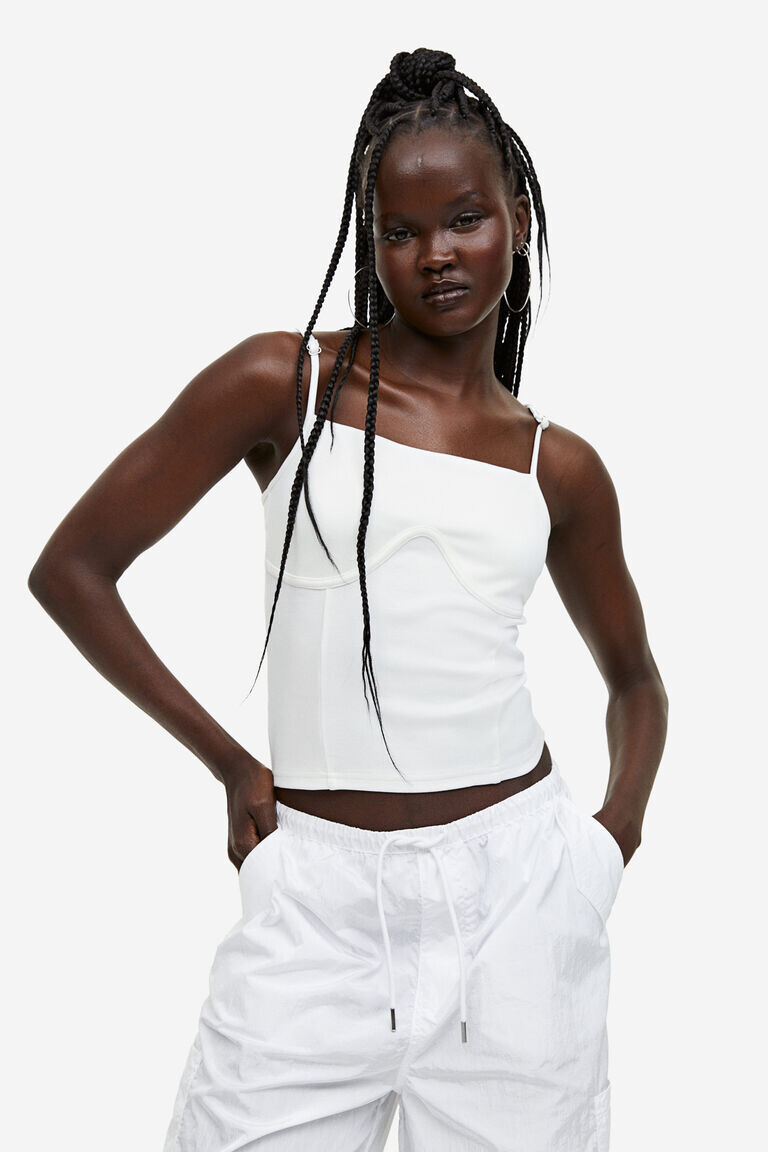 

Топ корсетного типа с бретелями H&M, бежевый