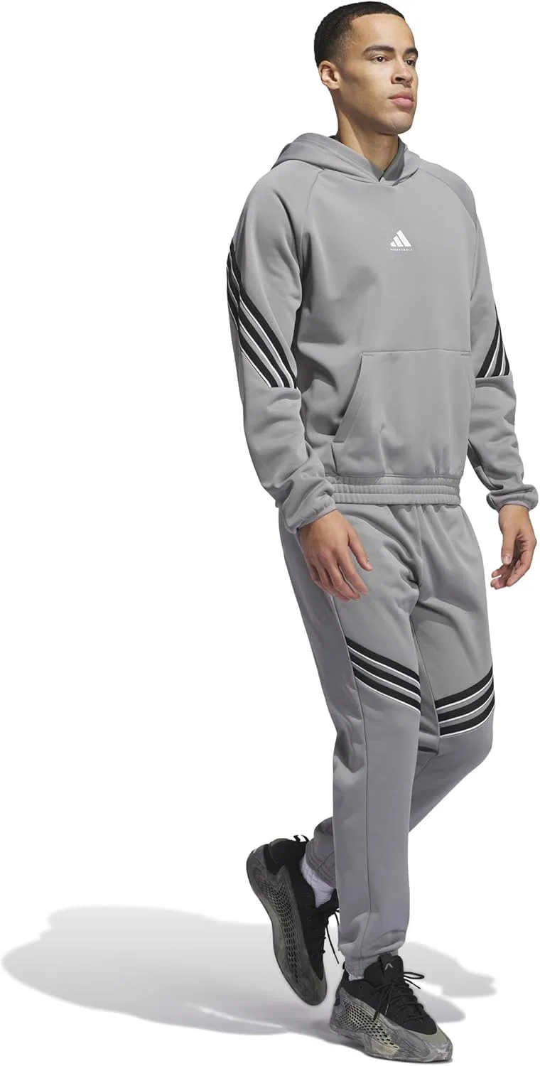 Толстовка Adidas Men's Select Foundation Fleece Basketball, серый/черный — фото 2
