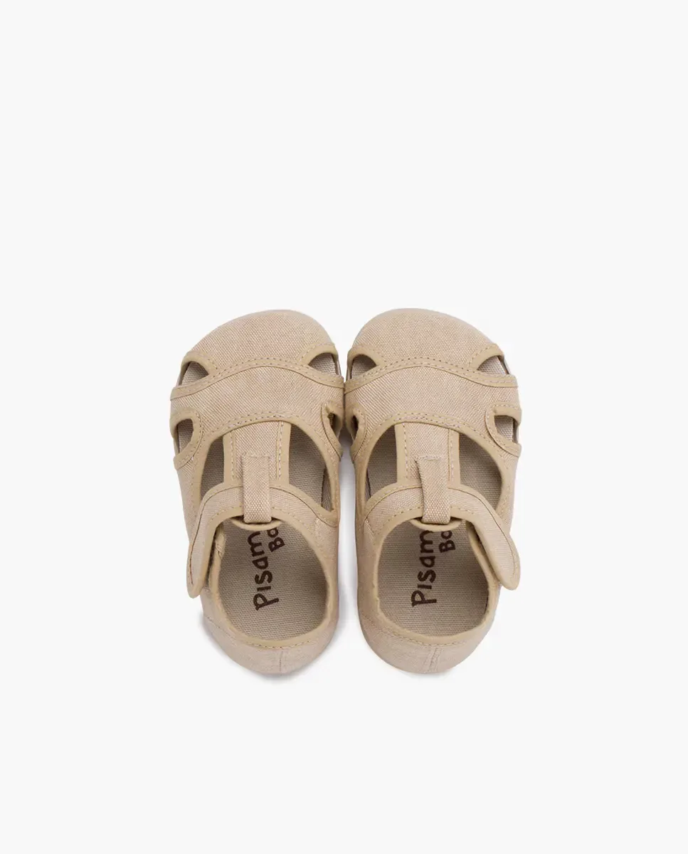 Открытые сандалии для мальчика barefoot из стирального льна Pisamonas, Piedra — фото 4