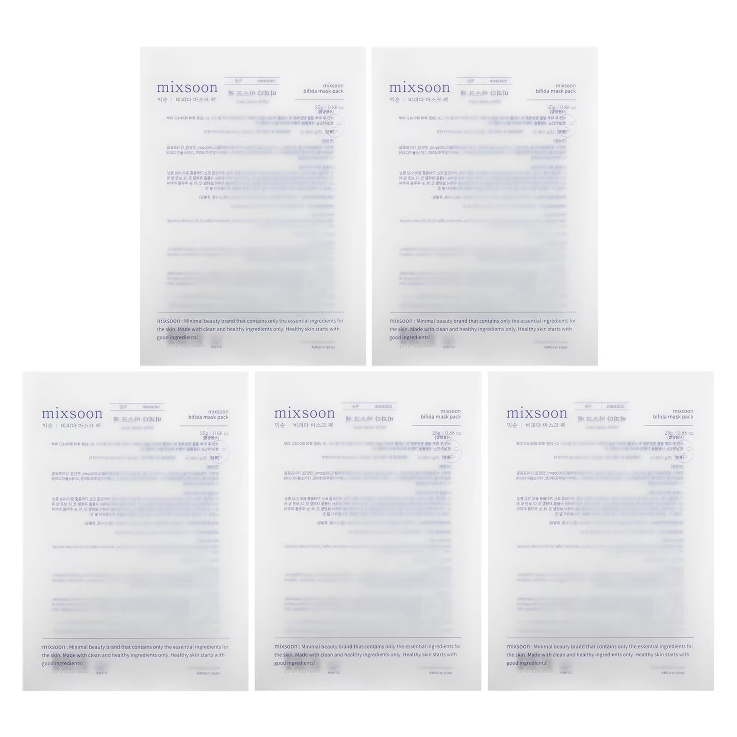 

Mixsoon Bifida Beauty Mask Pack, 5 масок по 0,17 унции (5 г) каждая