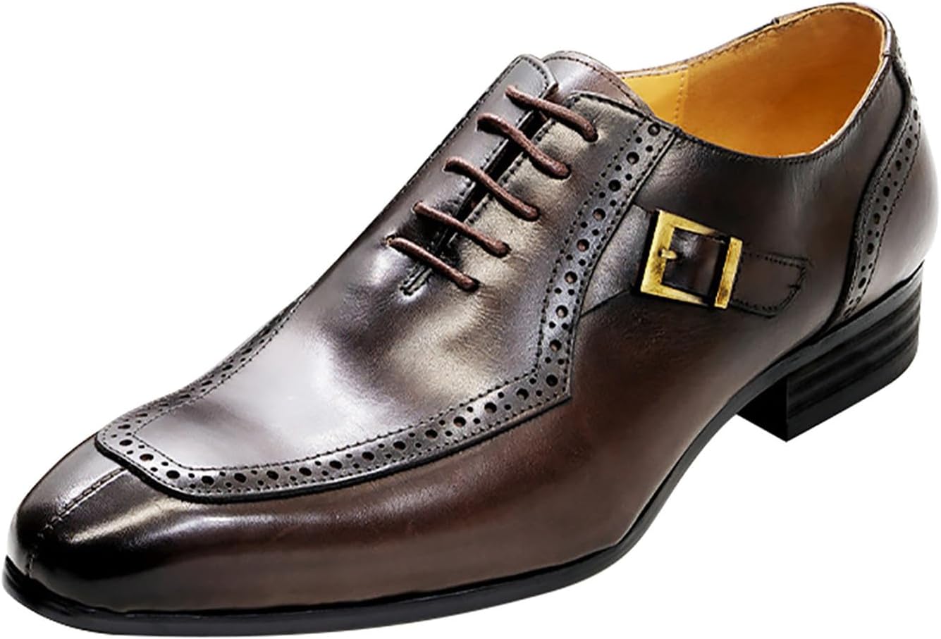 

Мужские туфли-оксфорды Santimon, классические формальные броги с крылышками, подходящие к костюму, из натуральной кожи, смокинговые, свадебные, с пряжкой, дерби, бизнес-кэжуал, удобные туфли для выпускного для мужчин, Coffee