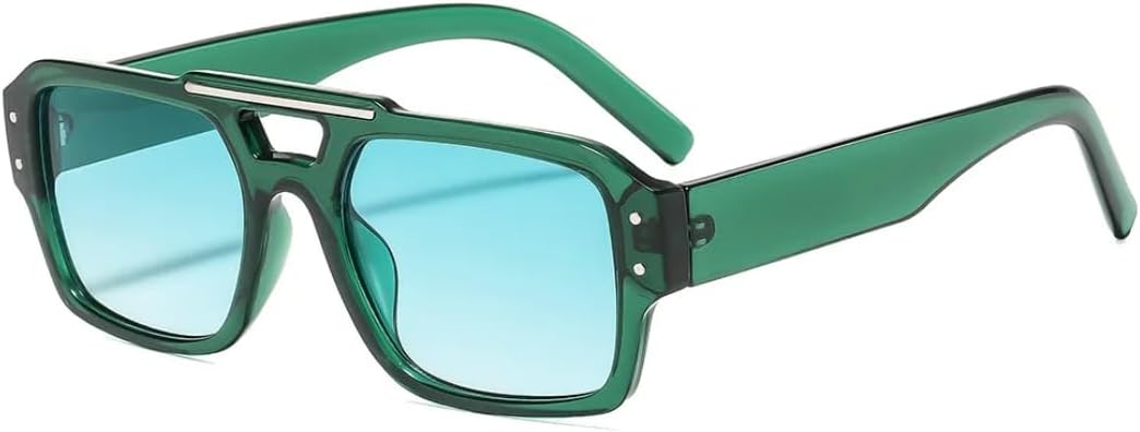 

Ретро женские солнцезащитные очки с персонализированной оправой и заклепками; мужские модные универсальные повседневные очки с защитой от УФ-излучения UV400 UATXTAU, Green