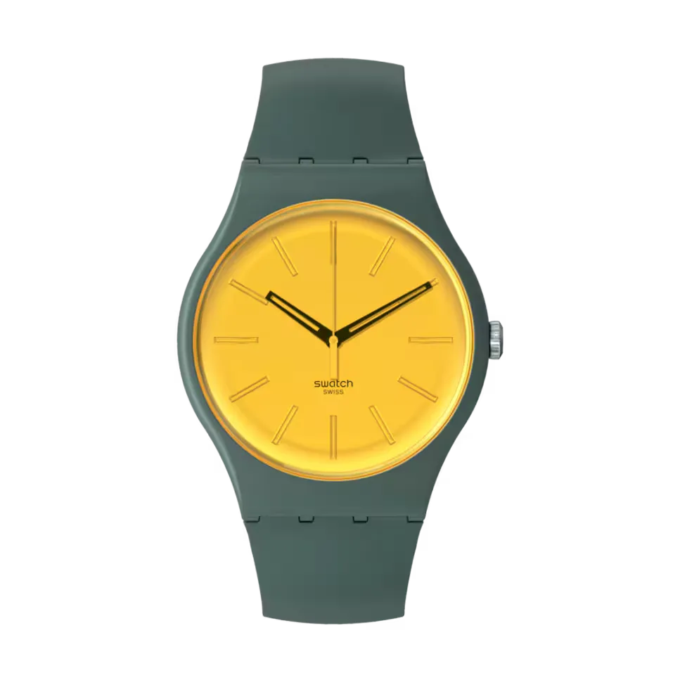 

Часы Green Gold in the Garden с ремешком из органического материала Swatch, зеленый