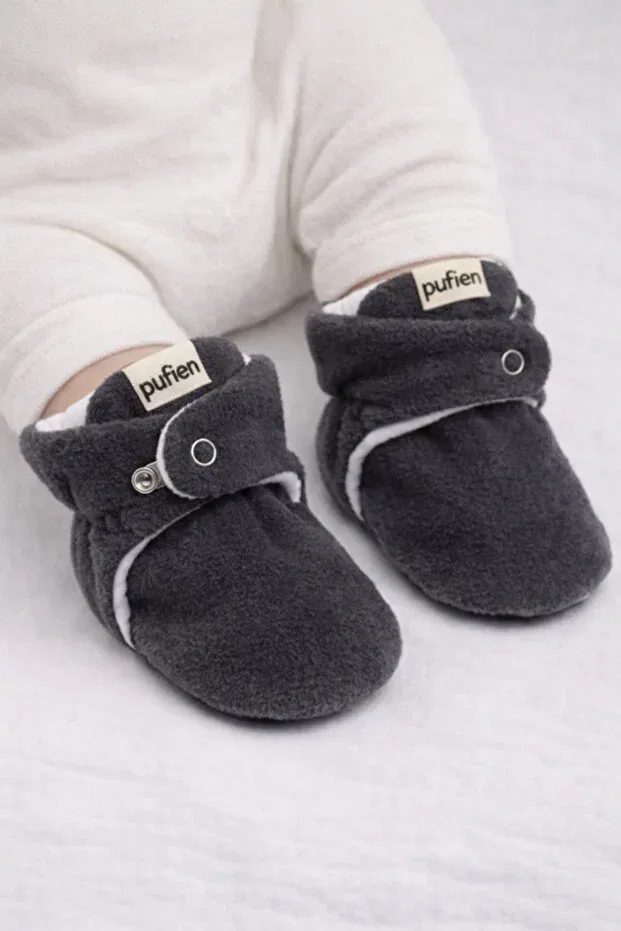 Детские тапочки с органическим хлопком Pufien, Anthracite
