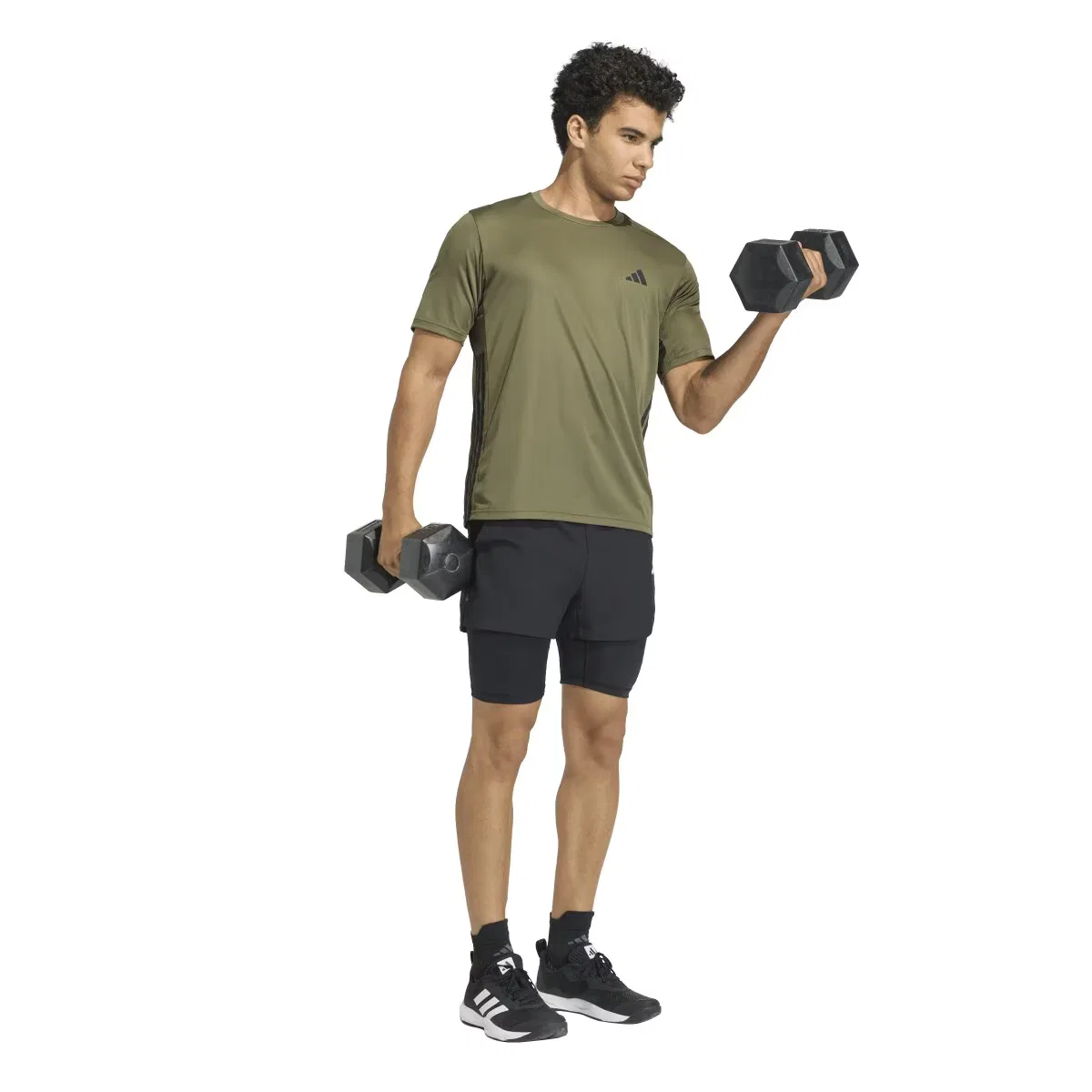 Мужская футболка, Workout Essentials, adidas, оливковый — фото 4