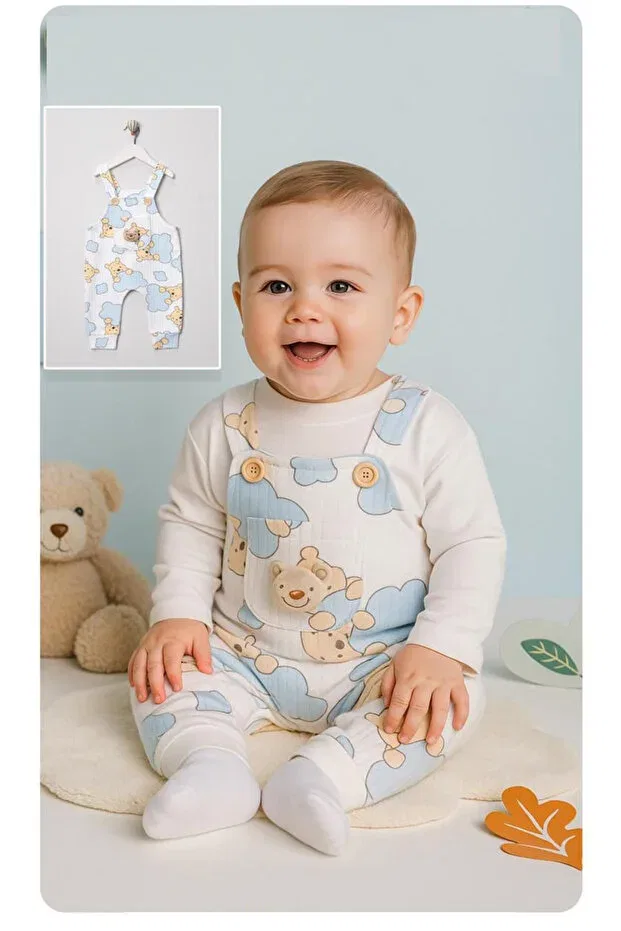 Детский комбинезон для мальчиков с принтом Basics Mandalinsbaby, Ecru — фото 2
