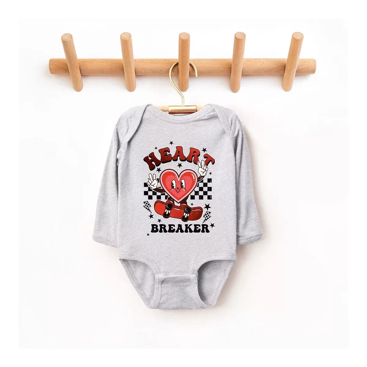 Детский боди с длинным рукавом Heart Breaker Skater Baby The Juniper Shop, Heather Grey