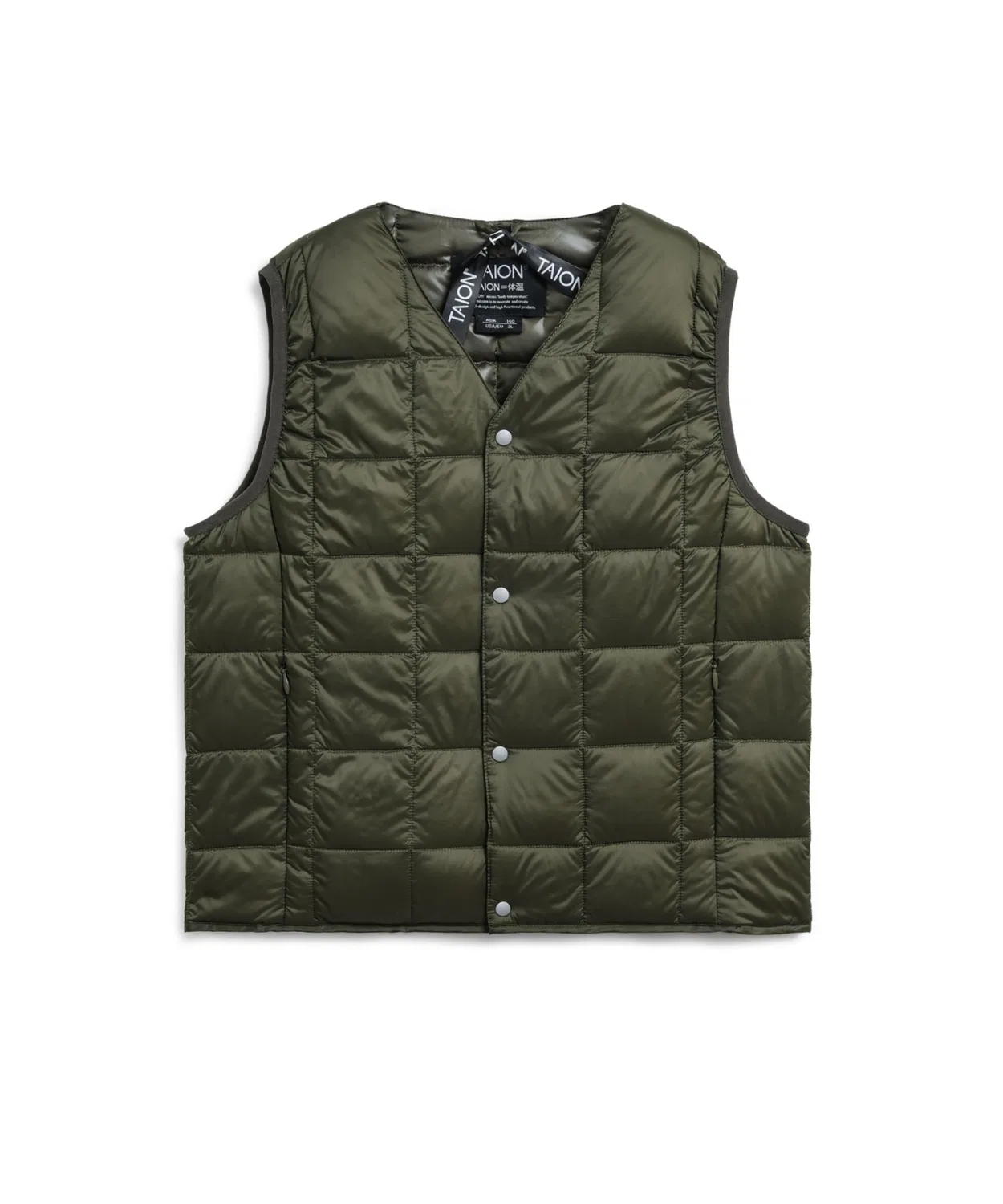 Детский жилет с V-образным вырезом, стеганый TAION, Dark Olive