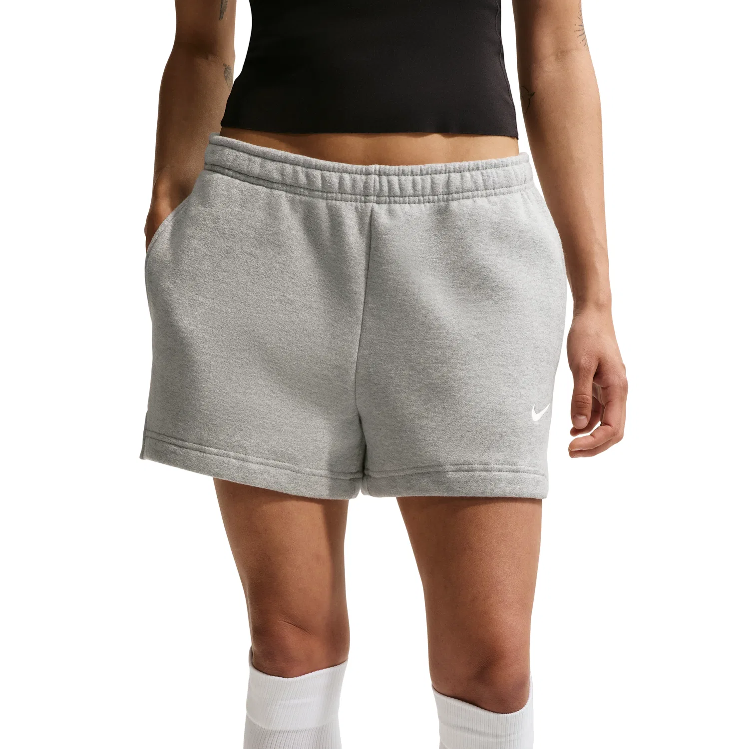 Женские шорты Studio Fleece Medium Mid-Rise Shorts 'Dark Grey Heather Sail' Nike, Dark Grey Heather/Sail