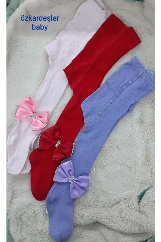 Детские носки-киллот с бантом 3 шт Özkardeşler Baby, Smoked White Red