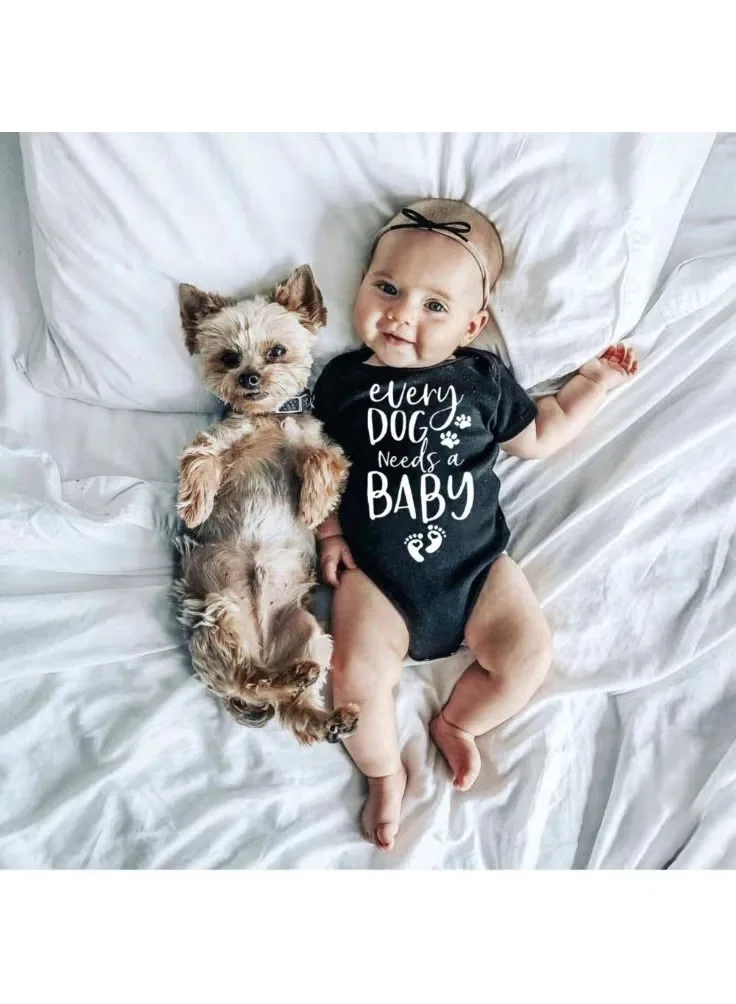 Боди-комбинезон с принтом лапок Every Dog Needs a Baby Matching Family Outfits, черный