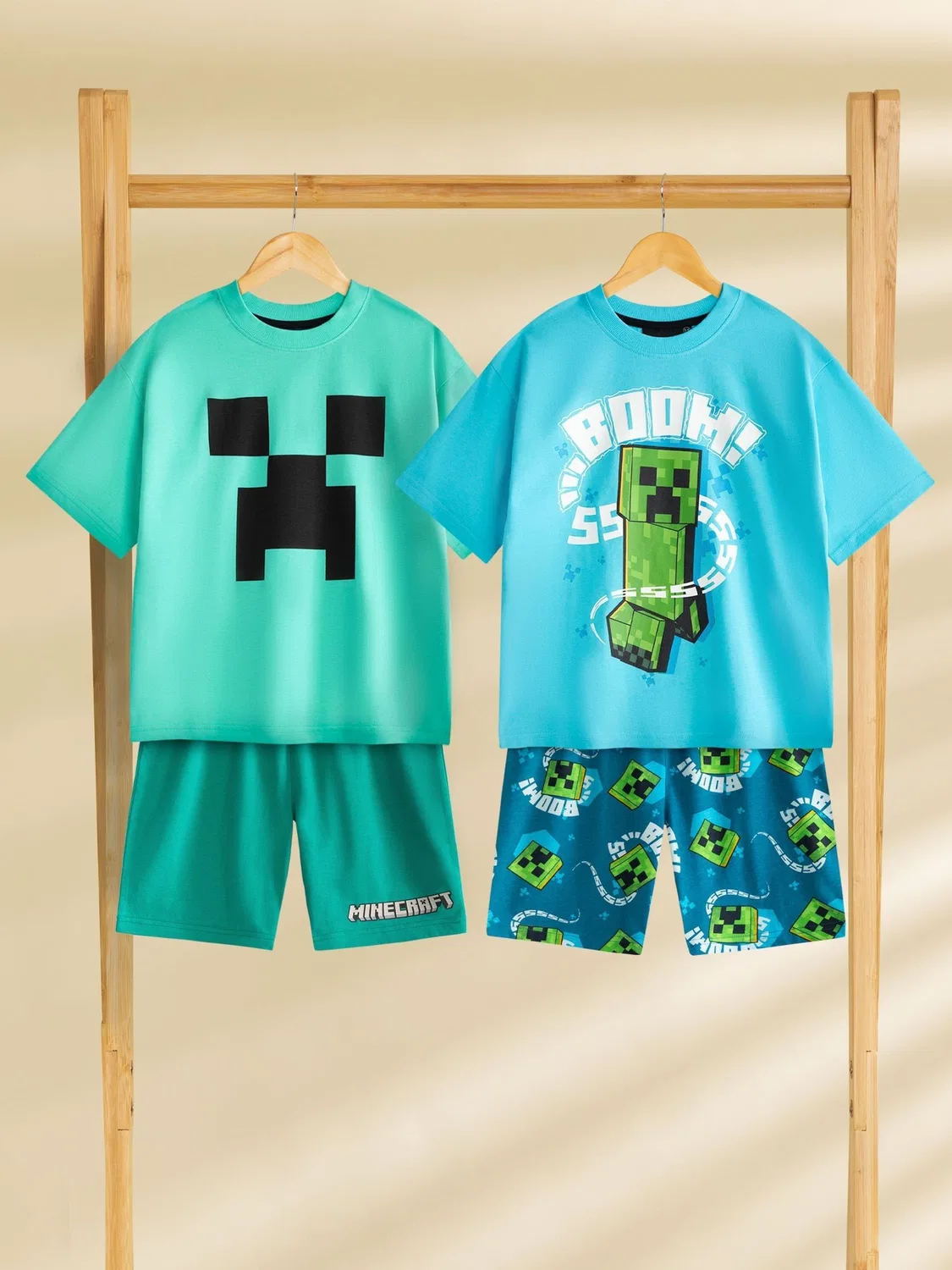 Пижама, короткий рукав, Minecraft Creeper Vanilla Underground, синий