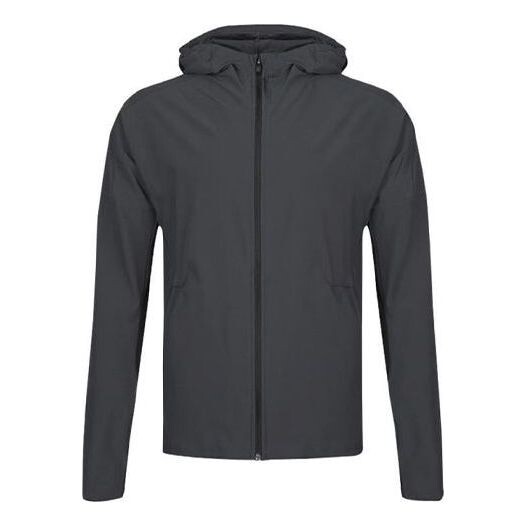 

Куртка running training windproof woven hooded jacket gray Adidas, серый