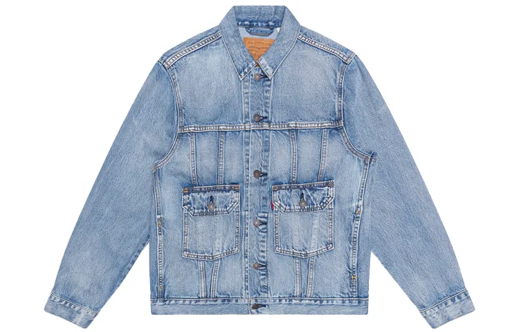 Джинсовая куртка Levi's с лацканами для мужчин в светло-синем дениме