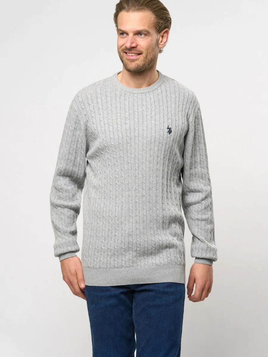Свитер U.S. Polo Assn. 'UMARCHI KNIT' в серо-пятнистом цвете