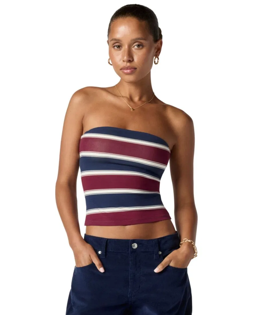 Топ без бретелек в полоску FLORENCE BY MILLS, Red Navy Stripe