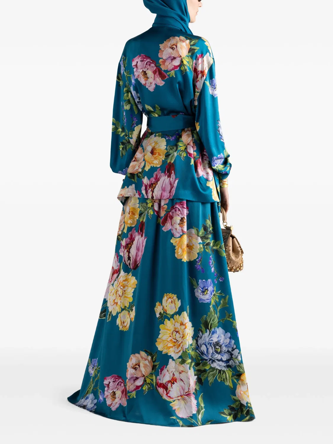 Юбка макси с цветочным принтом Dolce & Gabbana, синий — фото 3